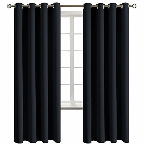 BGment Blackout Curtains for Living Room - Grommet Thermal Insulated Room Darkening Curtains for Bedroom, Set of 2 Panels (52 x 72 Inch, Black)