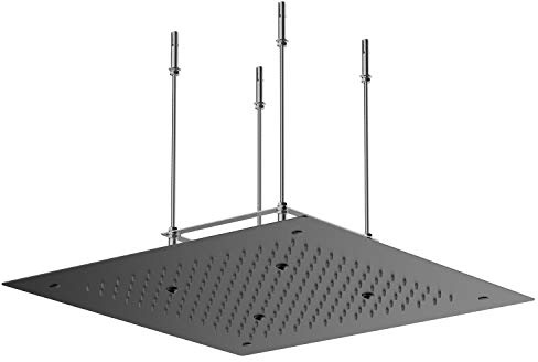 Stilform Luxus Einbauduschkopf - 50x50 cm Regenduschkopf aus Edelstahl, Schwarz Matt, Quadratisch, Wassersparende Regendusche mit Anti-Kalk Düsen