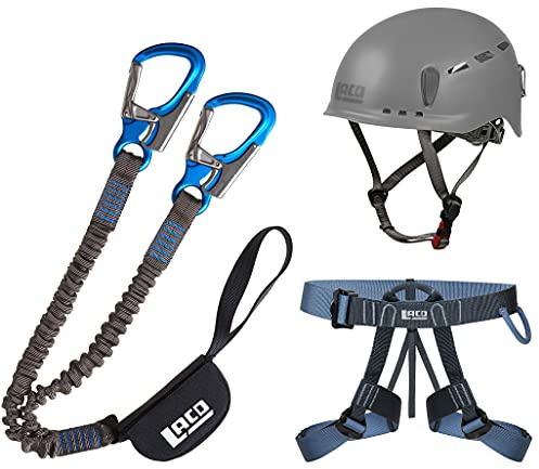 LACD Klettersteigset Pro Evo 2.0 + Klettergurt Easy EXP + Helm Protector 2.0 phantom - Für Erwachsene, Bergsportler - Unisex - Gelb - Set