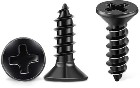 100 Pezzi M4 X 16mm Nero Croce Vite autofilettante a Testa Piana Svasata in Acciaio inox TPOHH, Vite per legno Coda a punta Viti autofilettanti, CON INTAGLIO H DIN 7982
