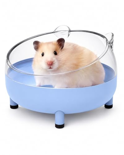 Meow&Woof Hamster Sand Bath Container, Large Sandbox Toilet Gerbil Batheoom, Tiny Chinchilla Dust Bathtub Sand Bath Box for Hamster Cage Accessories 6.5 Inch - Blue