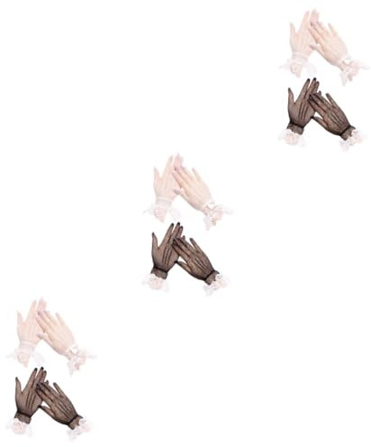 WRITWAA 3 Sätze Partyhandschuhe hauchdünne schwarze handschuhe Brauthandschuhe durchsichtige kurze Handschuhe aus Mesh Vintage-Handschuhe für Damen ausgehöhlte Handschuhe Weiß