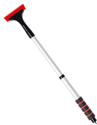 Tuxxjzm Rascador de hielo para coche, pala telescópica para nieve, cepillo largo para nieve, raspadores de nieve y hielo para parabrisas de coche, camión, accesorios de invierno