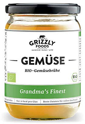 Grizzly Foods • BIO Gemüsebrühe (6 x 500ml) • 100% natürlich • Ohne Zucker & Geschmacksverstärker • Lange gekocht • Wertvolle Nährwerte • Fond, Bouillon