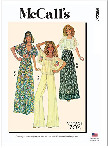 McCall's M8257Y Misses' 1976 Vintage Skirt, Top, and Pant Sewing Pattern Kit, Code M8257, Sizes XS-S-M