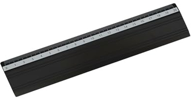 D.RECT Regla de Aluminio | Longitud de la Regla 20 cm | Escala en Centímetros y Pulgadas | Para la Escuela, la Oficina, el Hogar | Negro