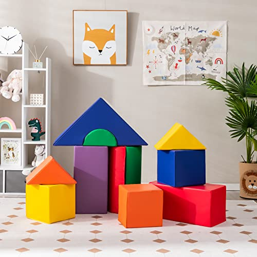 RELAX4LIFE Set di 11 Blocchi per Bambini in Schiuma, Blocchi di Costruzione per Arrampicarsi e Gattonare, Set da Gioco per attività, Adatto ai bambi 1 2 3 4 5 Anni
