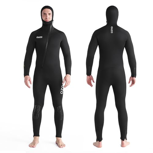 LEIDIMUS 5Mm Neoprenanzug Für Damen Und Herren, Mit Frontreißverschluss, Kapuze, Ideal Zum Freitauchen, Schnorcheln, Surfen, Kanufahren Und Tauchen,Men,XXL