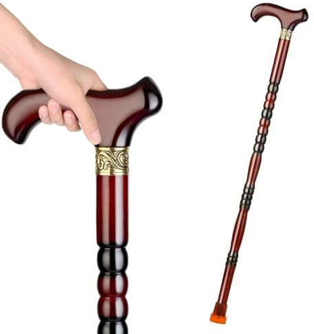 SKINCATE Bastone da passeggio in legno da 76,2 cm, 83,8 cm, 88,9 cm, 94 cm, realizzato a mano, in mogano, per anziani, leggero, ergonomico, stampella in legno, antiscivolo, durevole (colore: A