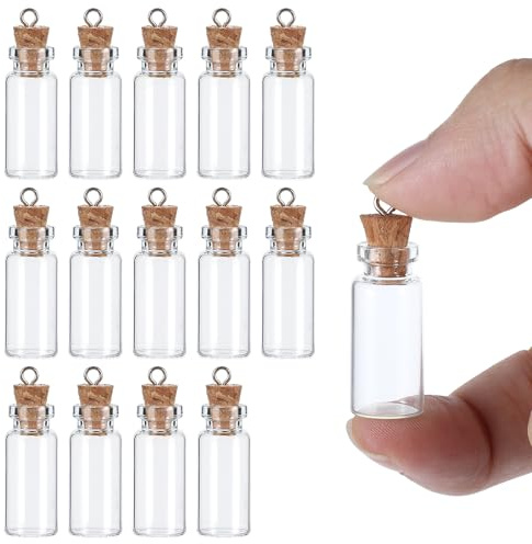 Piriuuo Tubos de Ensayo Con Corcho 2 ml - Botellas de Cristal para Rellenar y Deseos - Mini Contenedores para Bricolaje y Manualidades