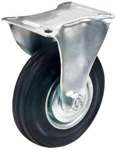 Tradineur - Rueda fija para muebles, goma y hierro, incluye placa de montaje, rueda de transporte para cargas pesadas, industrial, peso máx. 50 kg, Ø 75 mm
