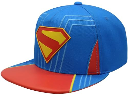 Concept One Unisex's Dc Comics Superman Baseball Cap, Adult Snapback Hat with Flat Brim, Blue, One Size