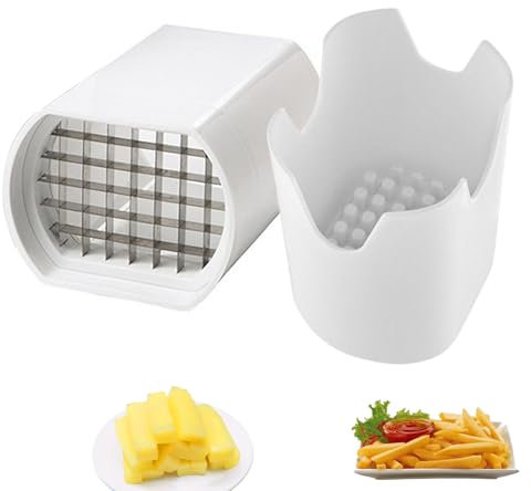 Potato Chipper Chip Cutter Stainless Steel French Fry Cutter Fast Cutting Potato Slicer Multipurpose Potato Cutter Hand Chips Cutter for Home Kitchen Fries Cutter for Vegetables and Fruits