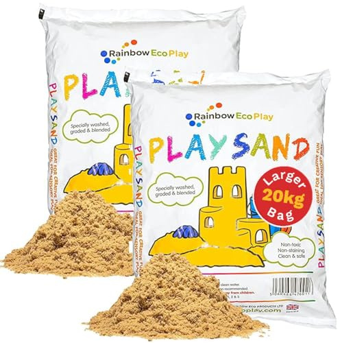 Rainbow Eco Play Sand 40kg Safe 100% Non-Toxic, for Sandpits & Play Trays | Clean, natural play sand with rounded grains, microbiology tested for safety, non-toxic, supplied moist for enhanced play