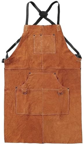 LSNNMU Tablier De Travail Tablier d'atelier en Cuir avec 6 Poches à Outils, Tablier de soudage Robuste, 24 x 36 Pouces, réglable de M à XXL