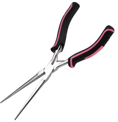 LEONTOOL 7.3 Inches Thin Extra Long Needle Nose Pliers with Serrated Jaw Long Nose Plier for Jewelry Making, Fishing, Wire Wrapping, Crafts, Electronic Repair, Jewelry Pliers with Curved Handle