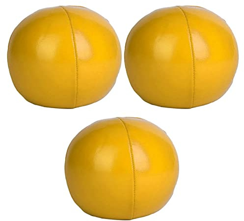 Kukyller Palline da giocoliere, Kit di Palline da giocoliere in PU da 3 Pezzi da 2,5 Pollici Set da Giocoleria per Principianti e Professionisti con Borsa a Rete (Giallo)