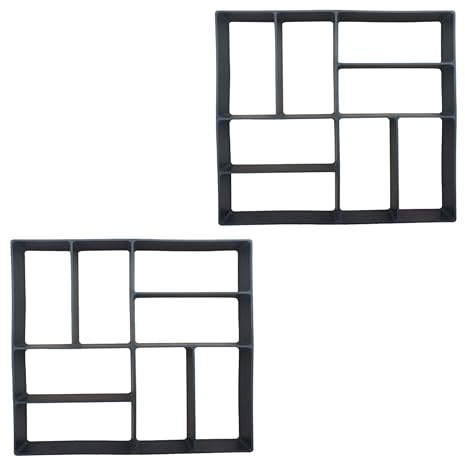 Relaxdays Stampo per pavimentazione in calcestruzzo, Set da 2, 40 x 40 cm, Nero