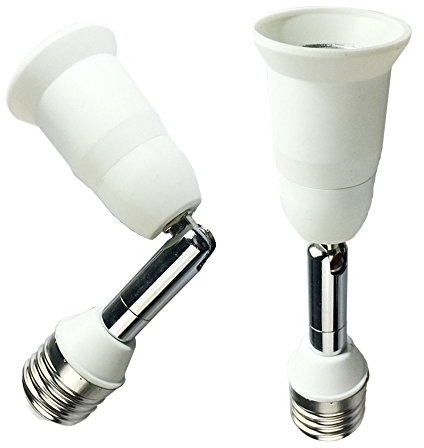 DZYDZR 2pcs Adattatore Portalampada Esteso da E27 a E27 Bianco 14 cm, Rotazione a 360 Gradi e Mantenimento Della Direzione Stabile Per Lampadine a LED（5,5in）