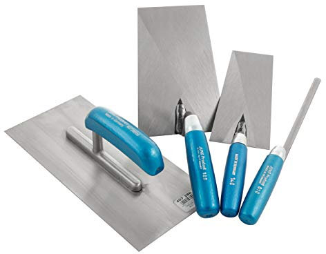 Jung Henkelmann Kellen-Set 4-teilig (Einsteiger-Set, Carbonstahl, Maurerkelle, Putzkelle, Fugenkelle, Glättekelle) 40000400