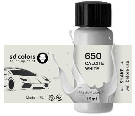 SD COLORS CALCITE WHITE 650 - Vernice per ritocchi da 15 ML, per riparazione graffi e scheggiature, codice colore 650 bianco calcite (solo vernice)