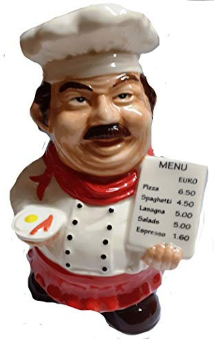 B2SEE LTD Große Keramik - Koch Chef Cookie Kneipe - Spardose - Sparschwein - Tresor - Geschenk Figur Originell Eyecatcher Geld ca 22 cm Dia