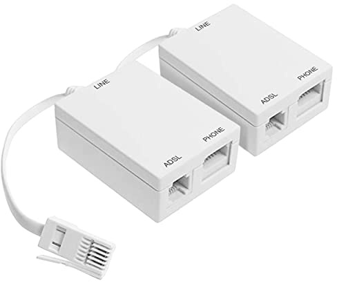 Dynamode ADSL Micro filter and Splitter Adapter For Broadband, Tiscali, Sky, Talktalk, Orange, O2 Modem, Router, DECT, PABX, Phone Systems, Home and Office, Plug n' Play