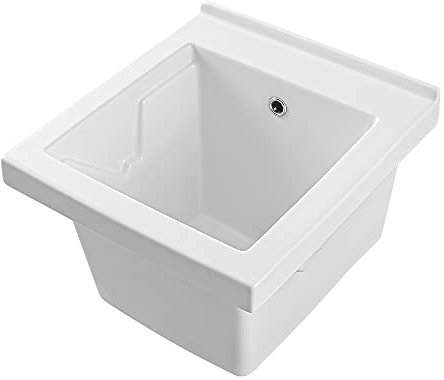 Vasca lavatoio Incasso 45x50 cm, in Ceramica Bianca Lucida Resistente agli acidi, con predisposizioni per Miscelatore monocomando