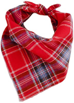 Yizelli 18.50 Inch Cotton Square Scarf Plaid Triangle Neckerchief for 1-8 Years Old Kids Girls Boys (Red)