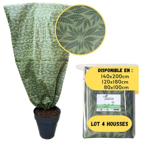 JARDEN© Lot 4 Housses Hivernage 120x180cm Grammage 50g/m², Design Feuillage Vert, Protection Arbres et Arbustes Contre Le Froid et Gel, Voile Polypropylène Non Tissé, Résistant et Facile à Installer