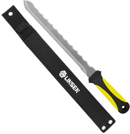 PAXLINSEN Gartenmesser mit Säge, 280mm Machete Messerklinge ideal für Garten, Camping und Outdoor, Großes Messer Outdoor für Wald inklusive Scheide aus Oxford-Stoff, Gelb