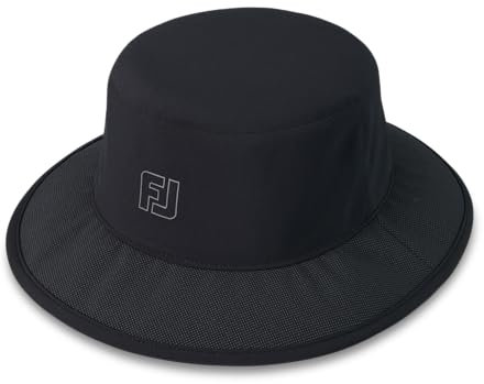 FootJoy HydroSeries Golf Bucket Rain Hat, Black, Small/Medium