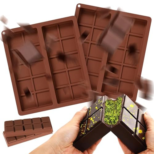 Schokoladenform Silikon, 2 Stück Tief Schokoladentafel Form, Schokolade Form, Antihaft Silikonform Schokolade, Bpa-Freie, Extra Tief Schokolade Form für Praline Süßigkeiten