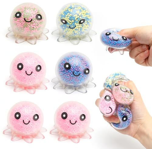 Lot de 6 balles anti-stress en forme de pieuvre Taba - Anti-stress - Pour enfants et adultes