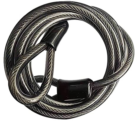Cadena de bicicleta antirrobo de seguridad de 180 cm para motocicleta, cable de acero flexible con extremos de anillos