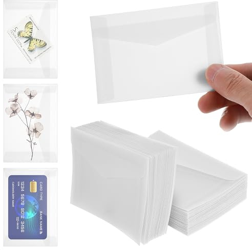50 stycken små genomskinliga kuvert 10 x 7 cm genomskinliga kuvert små transparenta kuvert kuvert för gratulationskort födelsedagskort inbjudningar bröllop frimärken