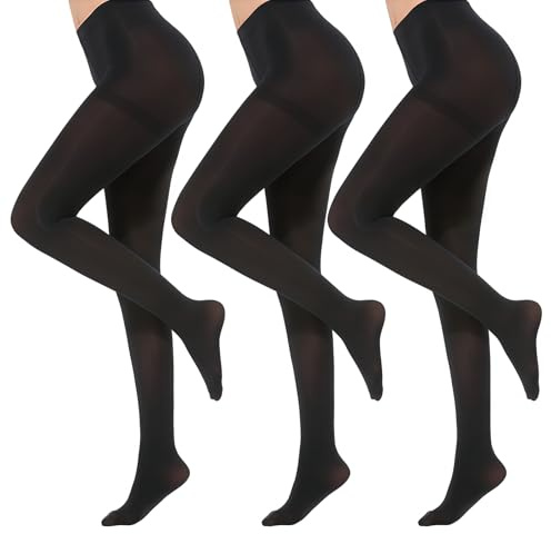 GWAWG 3PCS 120 denier collants noirs, collants scolaires opaques pour filles pour femmes à taille élevée, collant à pieds opaques doux, legging de la taille haute pour les filles