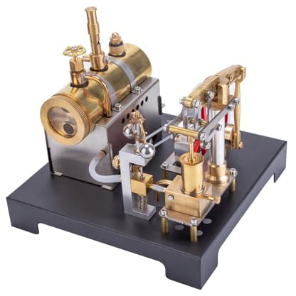 YUTT Modèle de machine à vapeur, SE-01 Modèle de machine à vapeur à poutre fixe entièrement métallique et kit de chaudière horizontale (85 pièces)