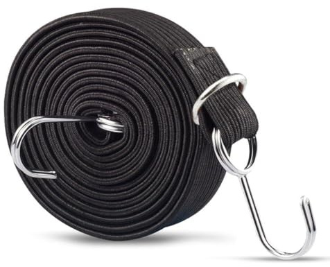 QOXEZY Cinghia elastica da 4 m con fibbia in metallo, corda di tensionamento resistente per moto, bicicletta, bagagli e attrezzatura da campeggio, 400 cm x 3 cm