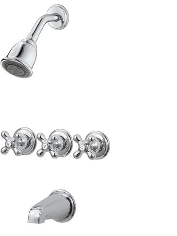 Pfister LG01-8CBC 3-Handle Tub & Shower Faucet with Metal Cross Handles 1.8 gpm Polished Chrome