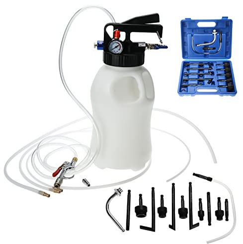 FreeTec Getriebeöl Einfüllgerät,6L Pneumatische Getriebeöl Pumpe, 2 en 1 Ölabsaugpumpe und Öl Einfüllgerät mit 14tlg ATF Adaptersatz für Auto Traktor
