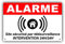 Panneau de dissuasion ALARME en PVC + 4 trous pour fixation avec texte : Site sécurisé par télésurveillance - Intervention 24H/24H ARB (225 x150 mm)