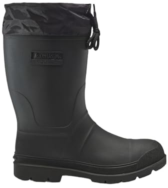 Kamik Forester Insulated Rubber Hunting Boots - Waterproof Insulated Boots for Men - Slip-Resistant Outsole for Hunting - Snow Shoes with Removable Liner - Mid-Calf Height, Black - 9