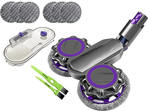Italdos - Cepillo motorizado para fregona eléctrica compatible con Dyson V7 V8 V10 V11 aspirar para pulir en seco y húmedo para suelos de mármol, parquet incluidos, paño de microfibra y depósito de
