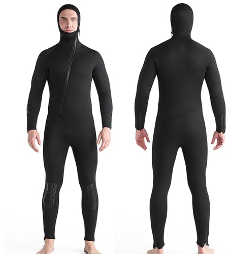 Youthful flying Mute da Sub in Neoprene 5mm per Uomo Mute Calde Maniche Lunghe con Zip Frontale e Cappuccio per Immersioni Subacquee, Snorkeling, Surf, Nuoto, Sport Acquatici(Size:XXL,Color:Nero)