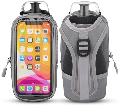 VYKAA Handheld Running Water Bottle (17oz) | Water Bottle Phone Holder | Secure Seal & Non-Slip Rubber Grip | Phone Holder for Running | Hydration Bottle | Running Water Bottle Hand