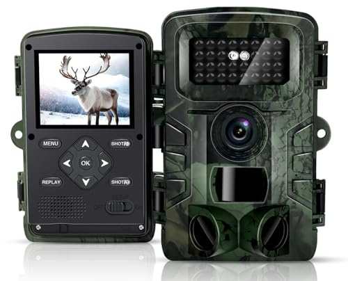 HAZA 2.7K Caméra de Chasse,Camera Chasse,Détection de Mouvement,Vision Nocturne Carte et 32 Go,Piege Photographique,Grand Angle120 °,Déclenchement 0,1s (Vert 2.7K NO WiFi)