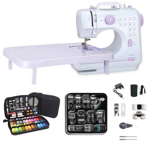 Outbit Mini Sewing Machine for Beginners, 12 Stitches Double Thread Electric Sewing Machine with 11pcs Presser Feet Set and 97pcs Sewing Kit