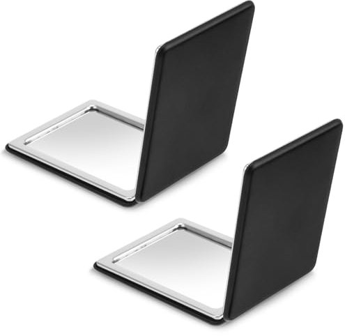 Dimeho 2 Stück Taschen Spiegel Leder, Kompaktspiegel Klappbar Mini Schminkspiegel mit Vergrößerung Tragbarer Doppelseitiger Reisespiegel für Geldbörsen Reisen Make-up