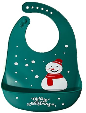 Baberos de Bebé, Baberos de Silicona para Bebés, Baberos del bebé de la Navidad, Impermeables y Ajustables con Bolsillo Grande para Atrapar Comida, Apto para Comer, Beber y Jugar del Bebé (Color 5)